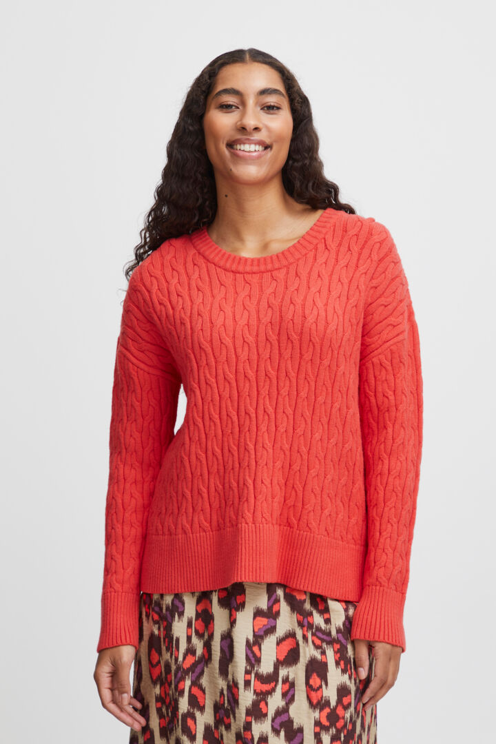 Ladies red cable hot sale knit jumper