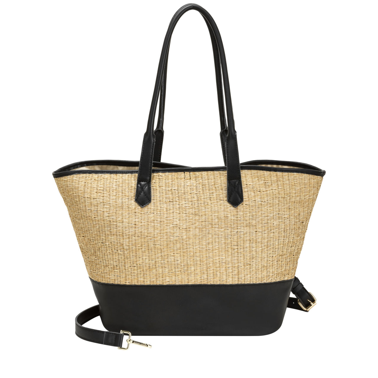 Every Other Black Straw Large Shoulder Bag