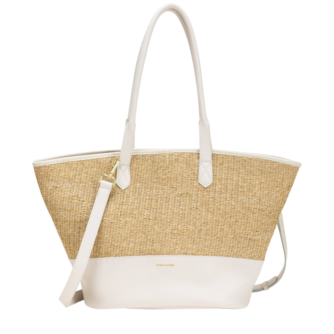 Every Other White Straw Large Shoulder Bag