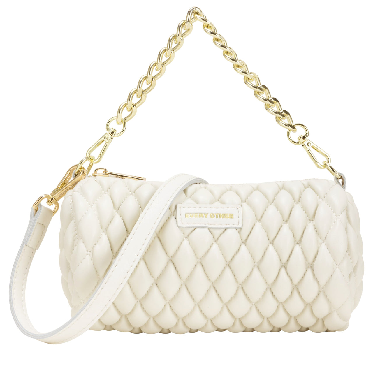 Every Other White Quilt Cylinder Crossbody Bag