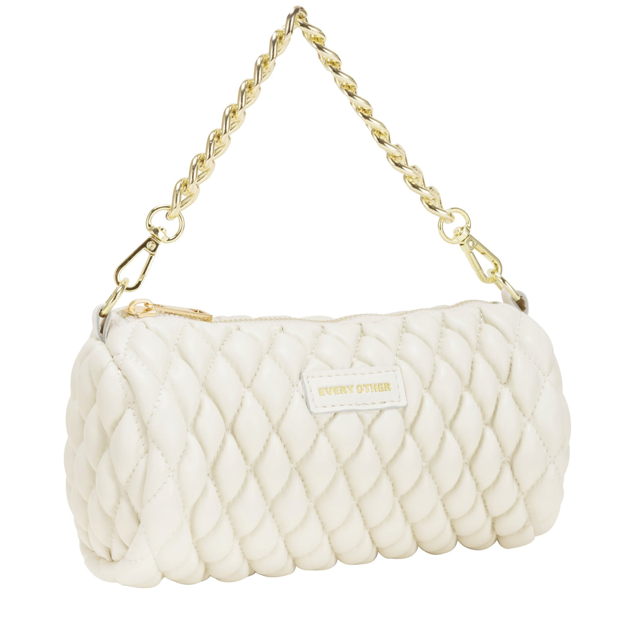 Every Other White Quilt Cylinder Crossbody Bag