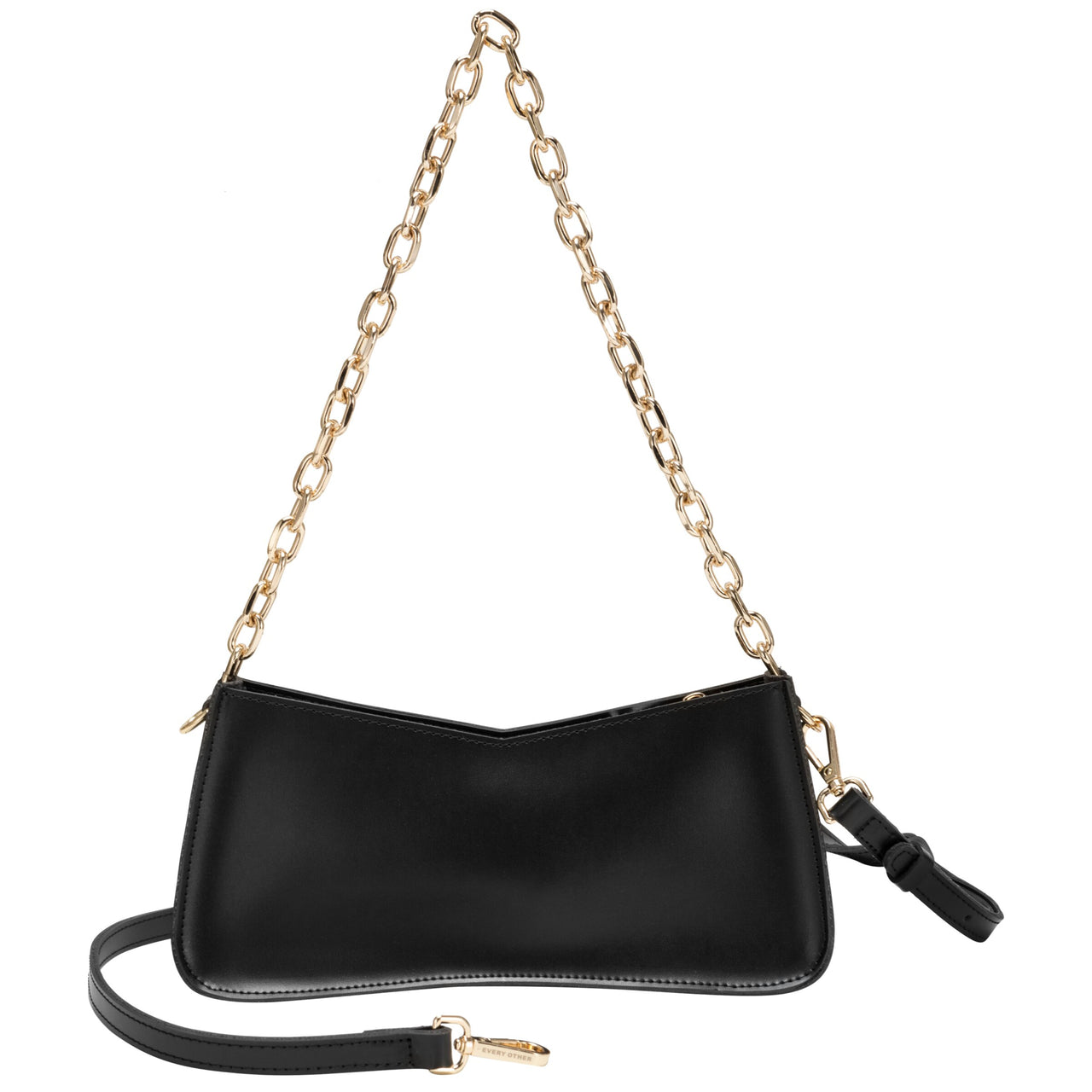 Every Other Black Chain Detail Baguette Bag