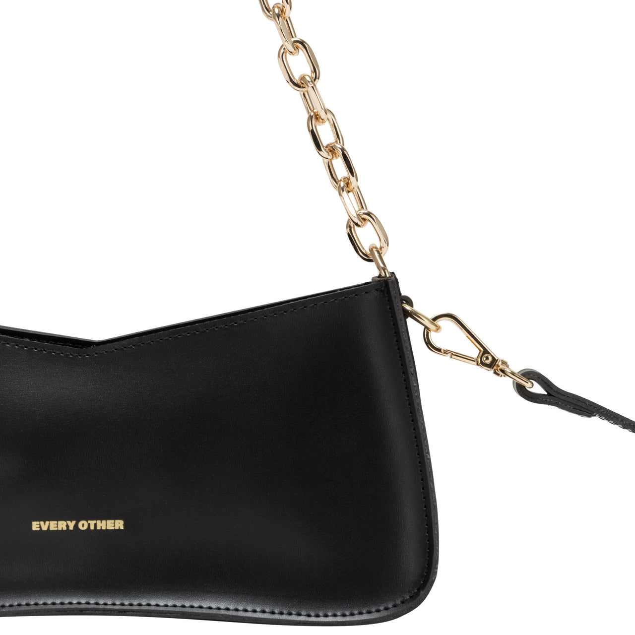 Every Other Black Chain Detail Baguette Bag