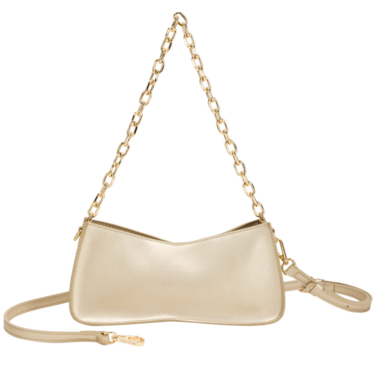 Every Other Gold Chain Detail Baguette Bag