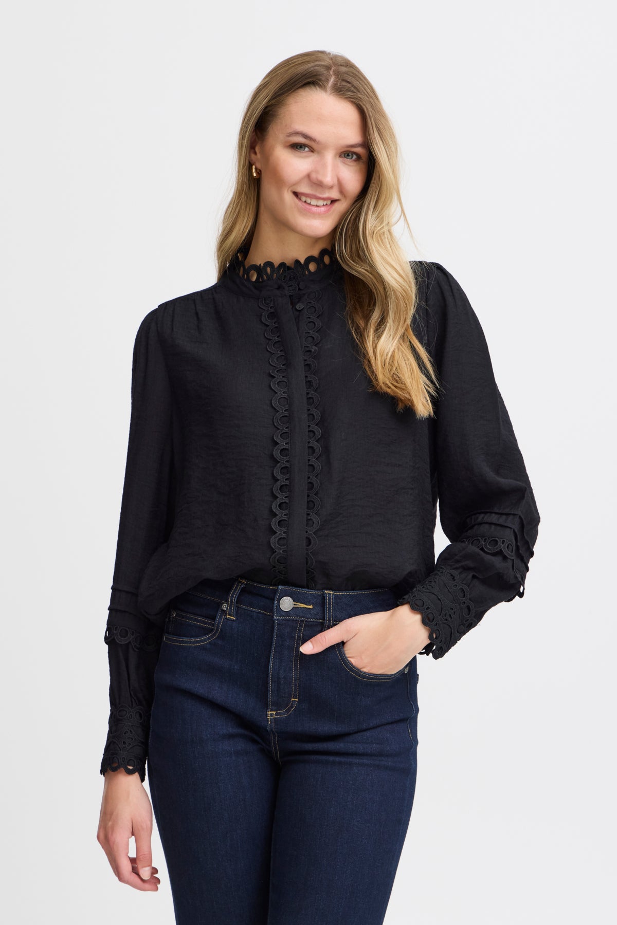 Fransa BLONDIE Woven Black Blouse