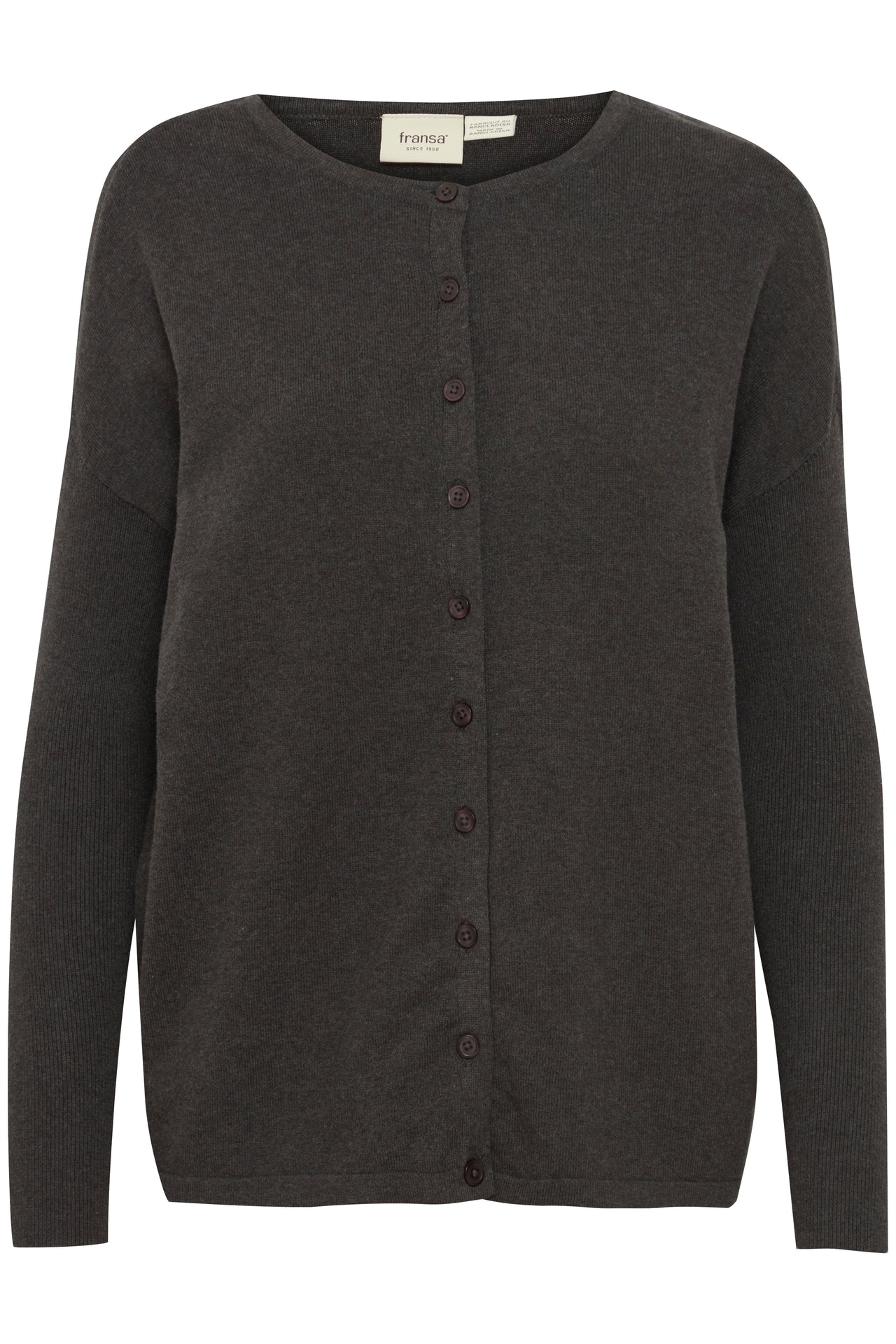 Fransa LISO Charcoal Melange Cardigan