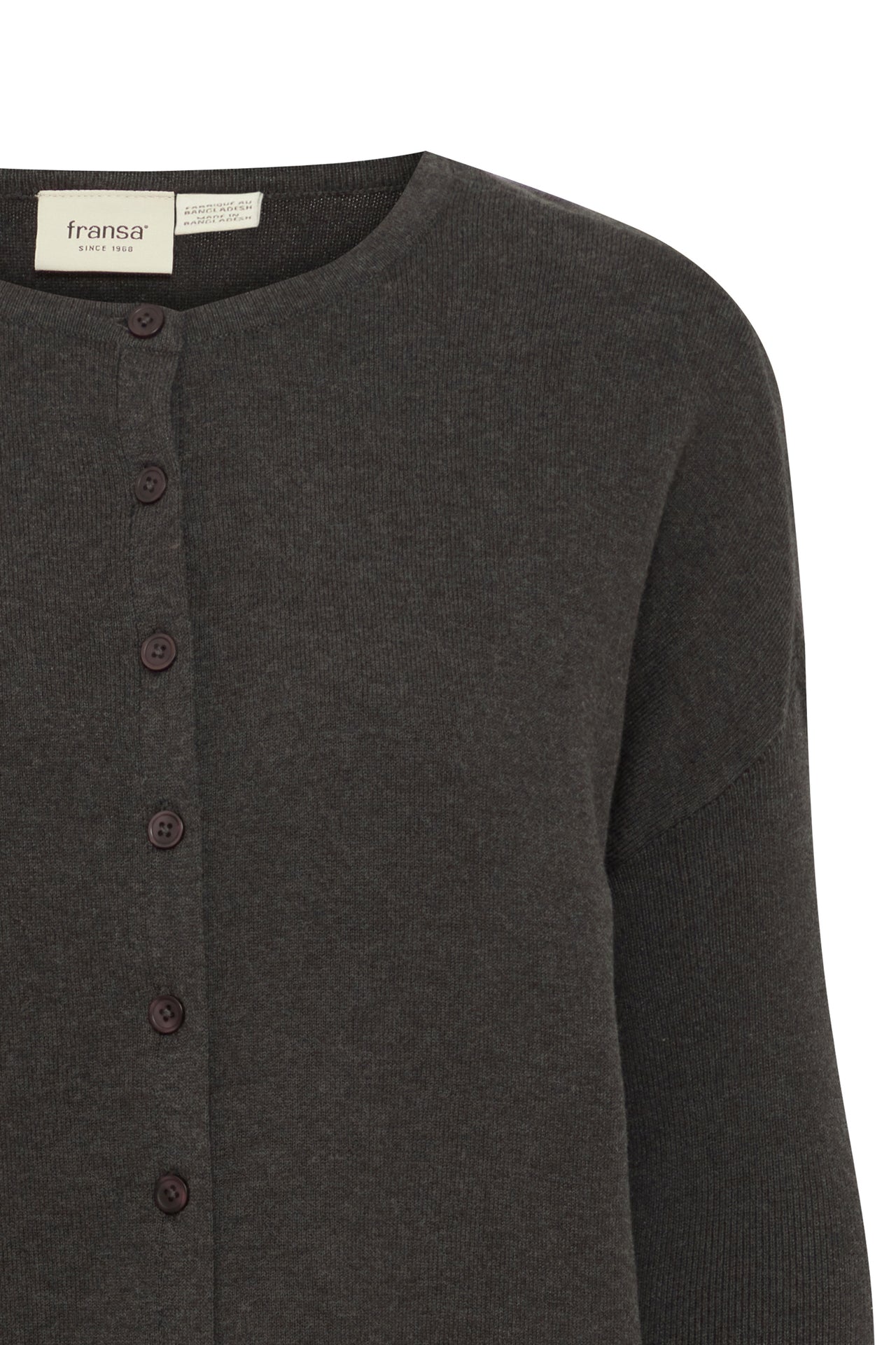 Fransa LISO Charcoal Melange Cardigan