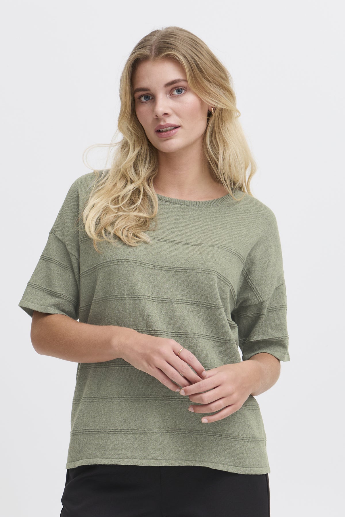 Fransa Sinne Khaki Knitted Top