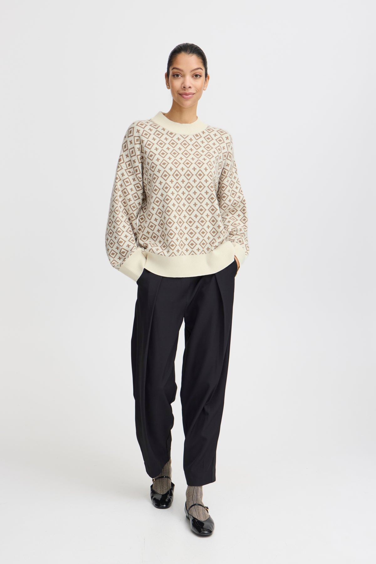 B Young MIRAN Knitted Jumper - White/Beige