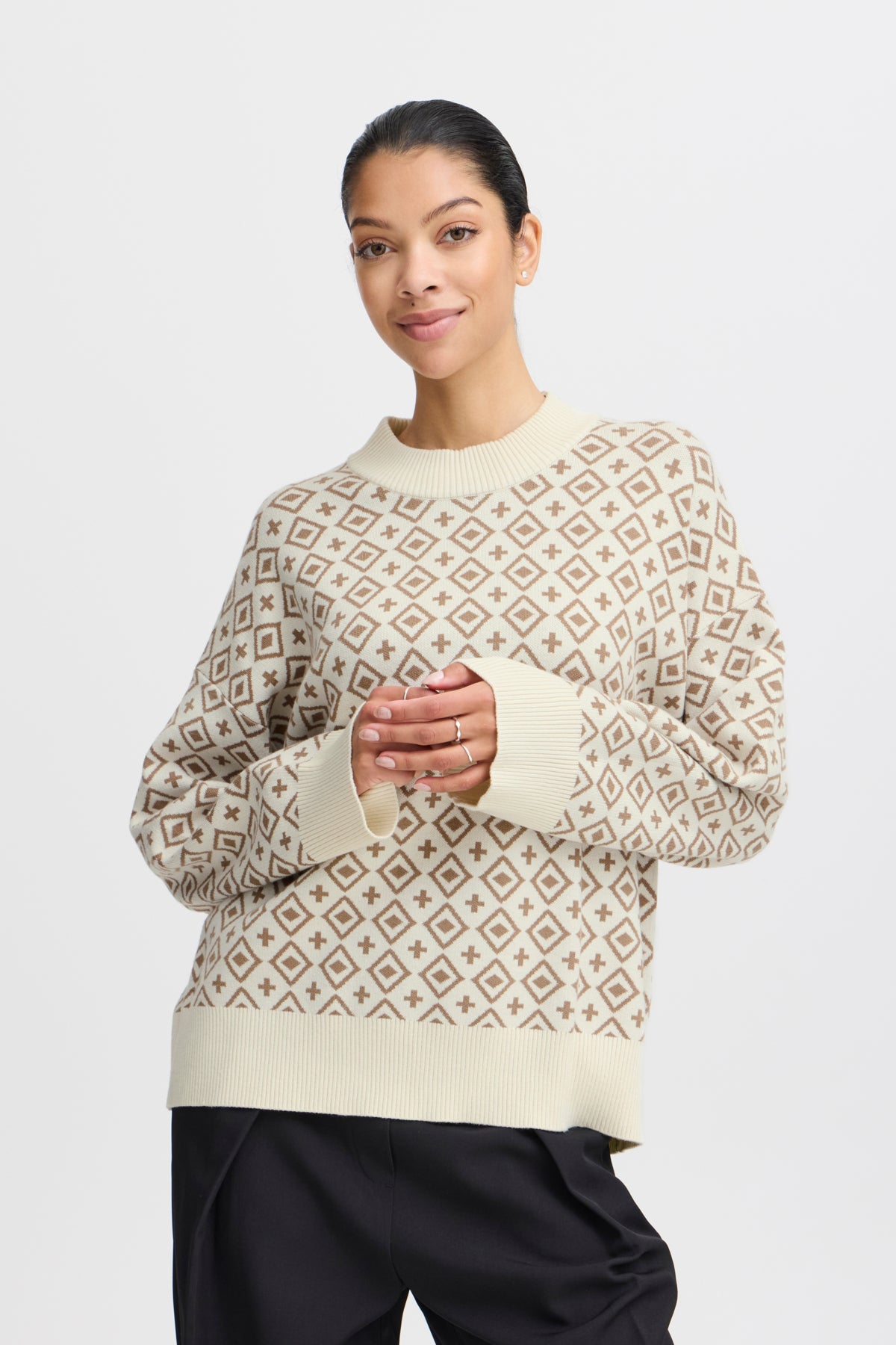 B Young MIRAN Knitted Jumper - White/Beige