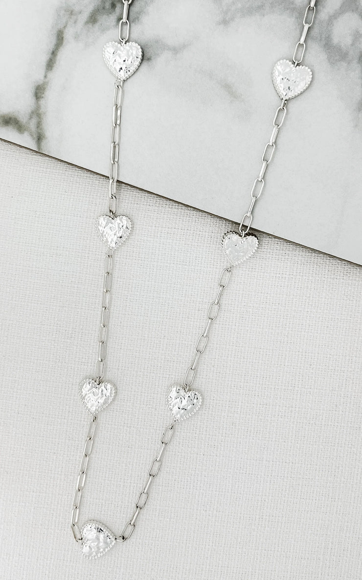 Envy Silver Long Heart Necklace