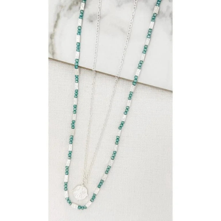 Envy Silver & Green Long Necklace