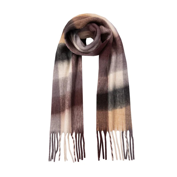 Dents Checked Blanket Scarf - Mocca