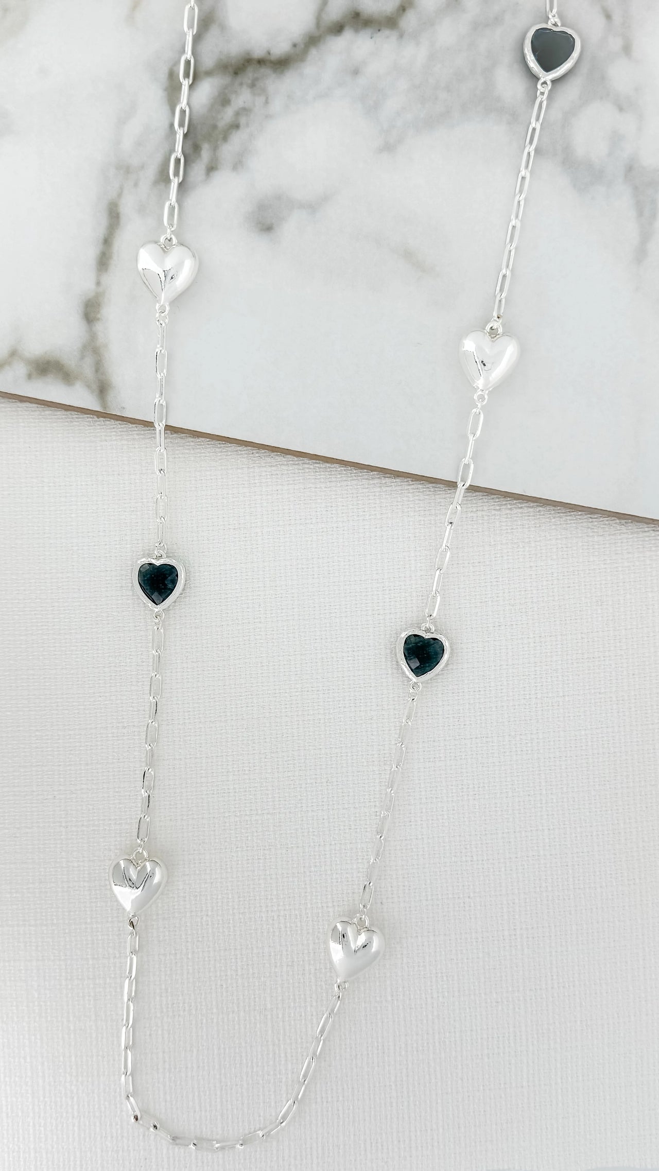 Envy Black And Silver Heart Necklace