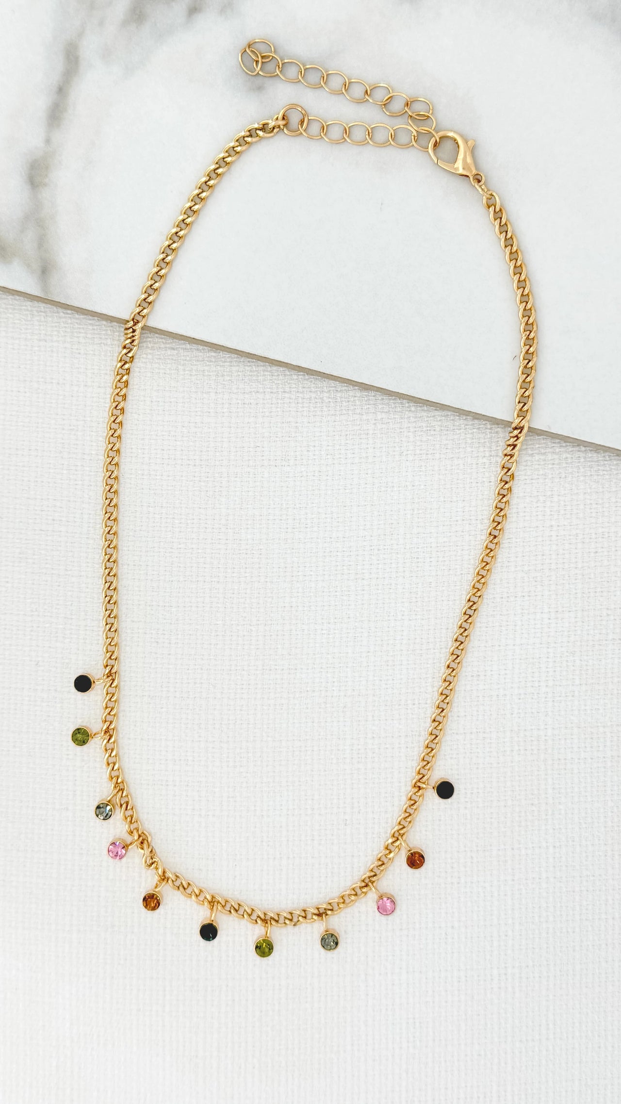 Envy Gold Necklace With Multicoloured Droppers