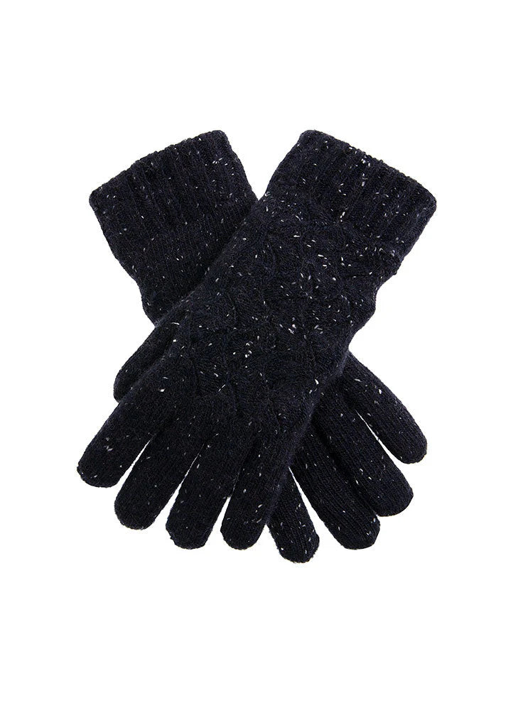 DENTS Women's Navy Lace Knit Pattern Gloves