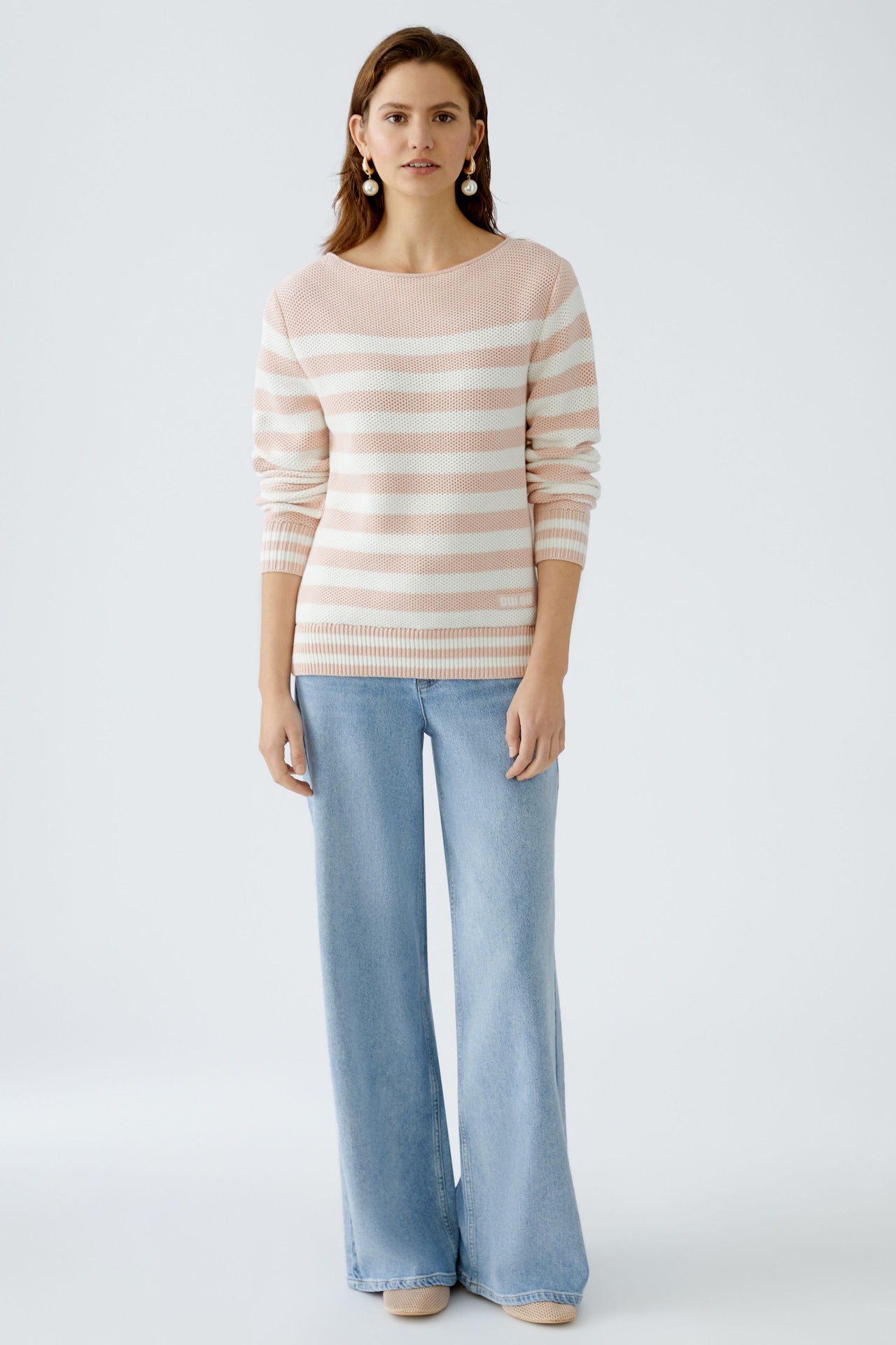 Oui Rose & White Stripe Jumper