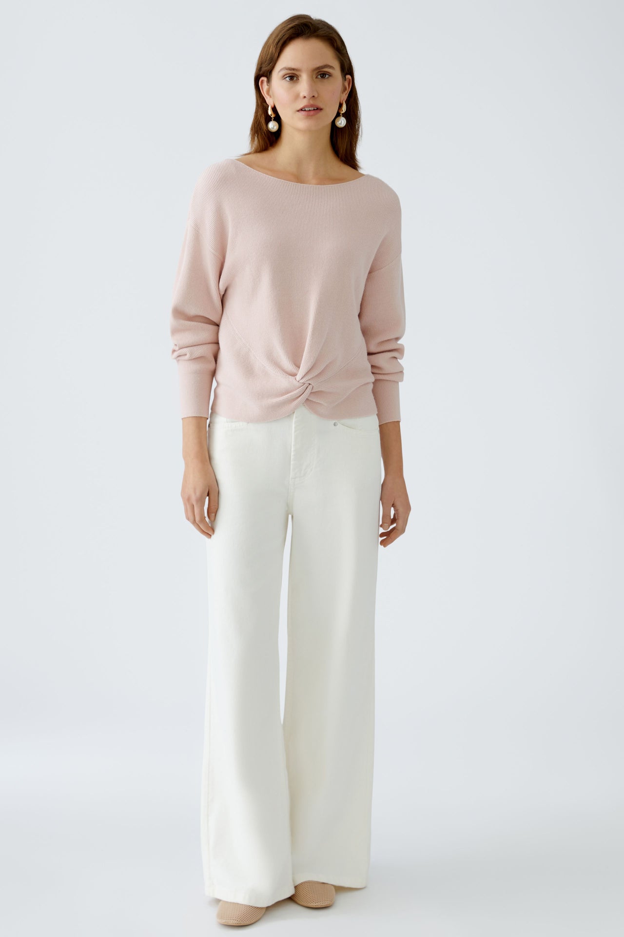 Oui Cropped Pale Peach Jumper