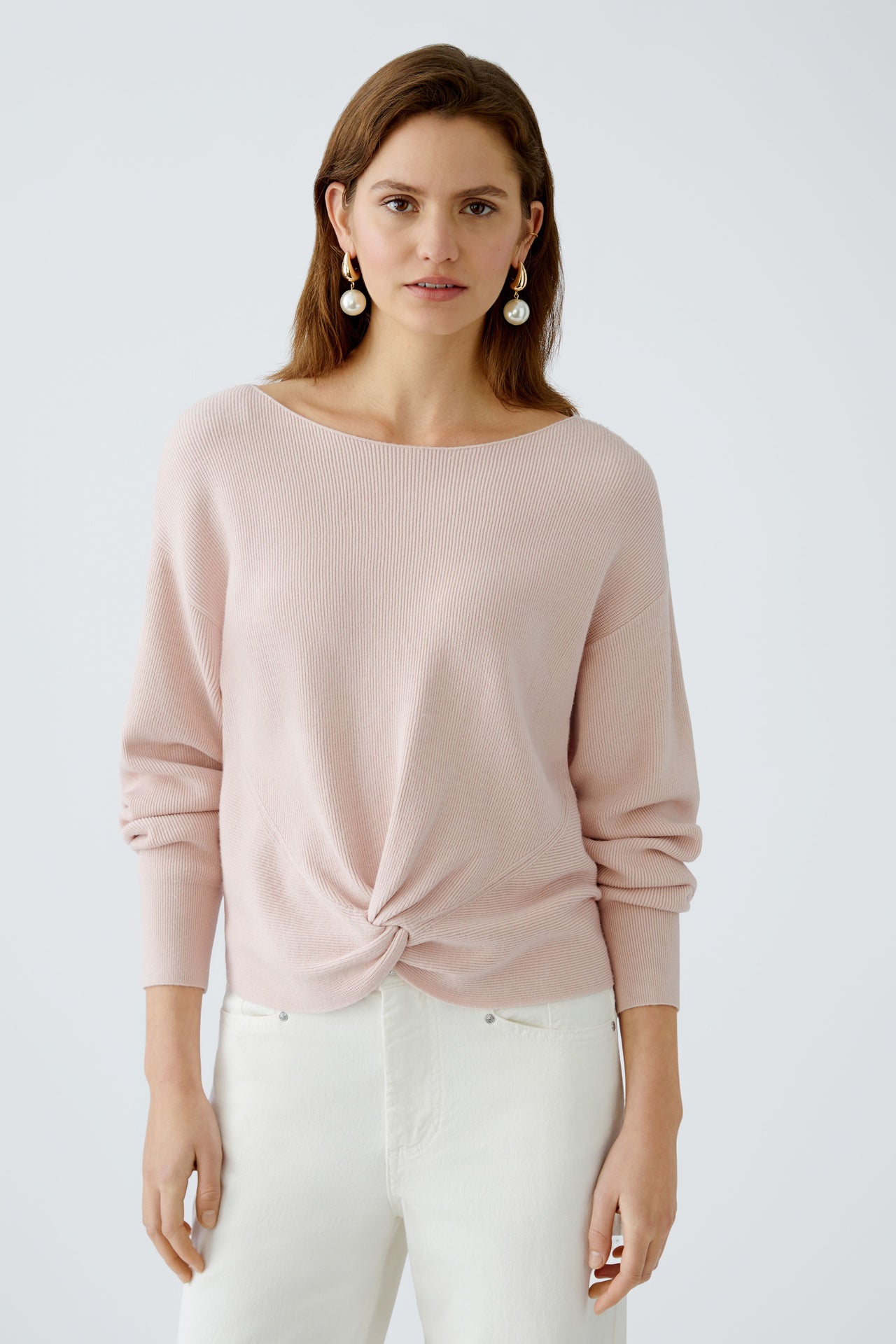 Oui Cropped Pale Peach Jumper