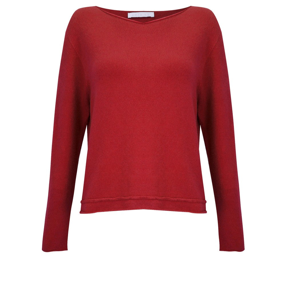 Amazing Woman Chloe Soft Roll Hem Jumper - Red Rouge