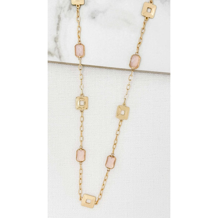 Envy Pink Glass Long Necklace