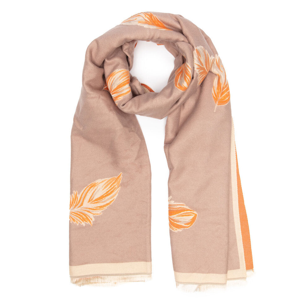 ELIE BEAUMONT Winter scarf- peach and sand feather