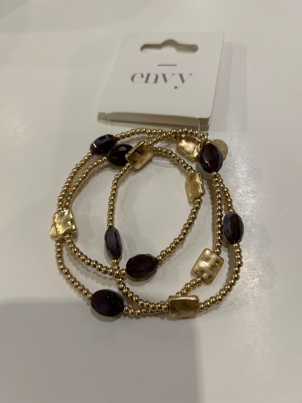 Envy Gold Beaded and Purple Gems Bracelet