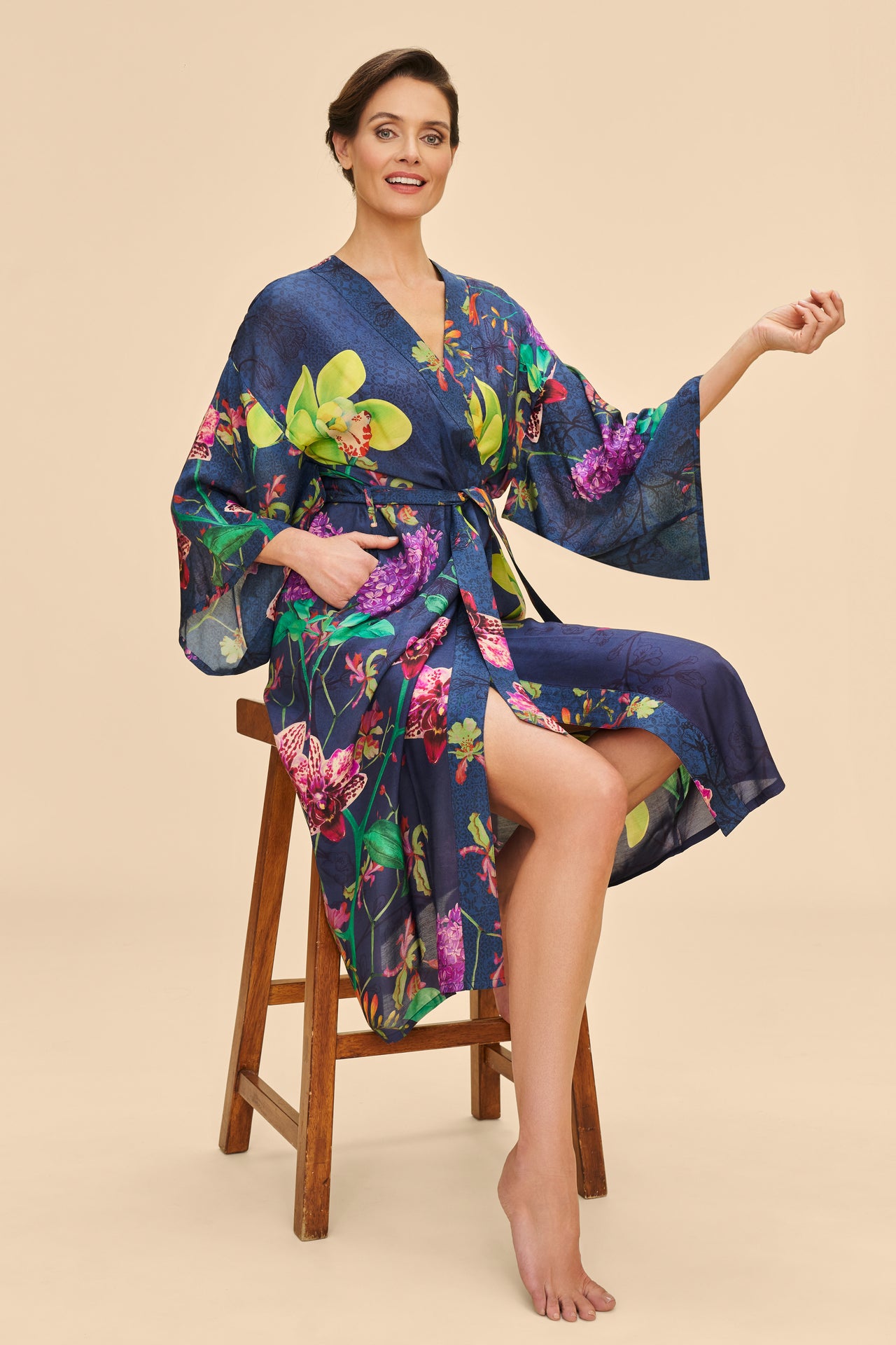 Powder Kimono Gown - Exotic Evening