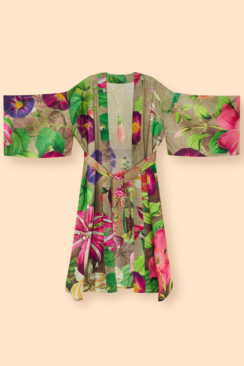 Powder Kimono Gown - Painted Palms