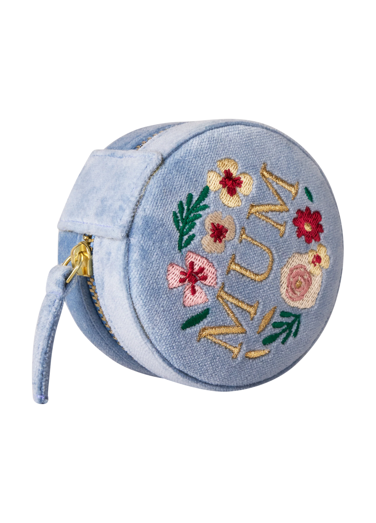 Powder Round Velvet Jewellery Box - Lovely Mum Denim