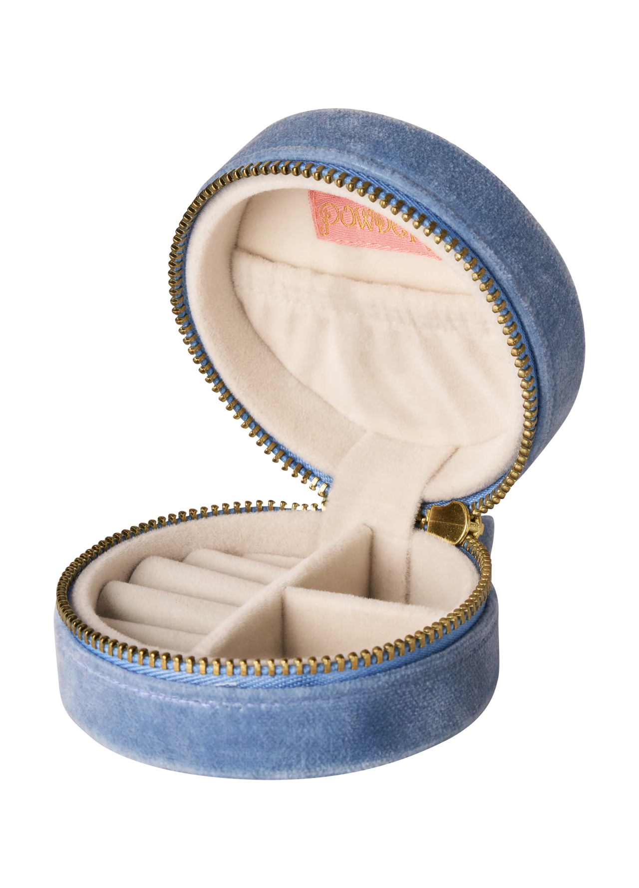 Powder Round Velvet Jewellery Box - Lovely Mum Denim