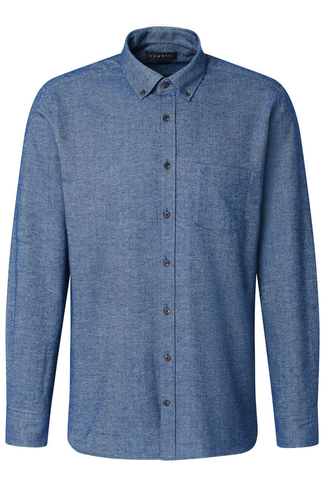 Bugatti Herringbone Casual Shirt - Navy