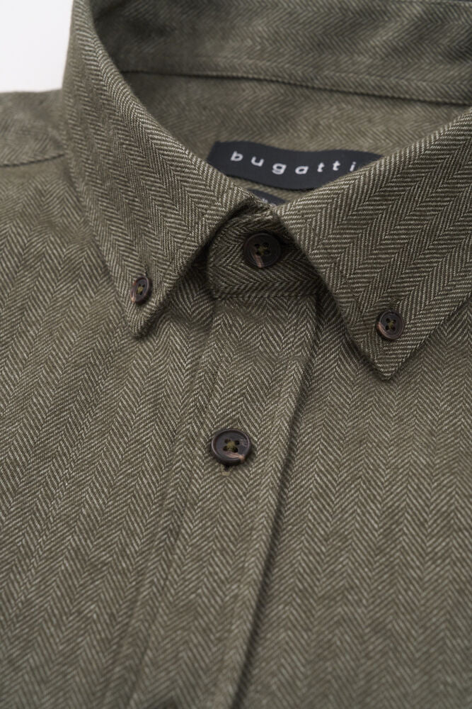 Bugatti Herringbone Casual Shirt - Olive