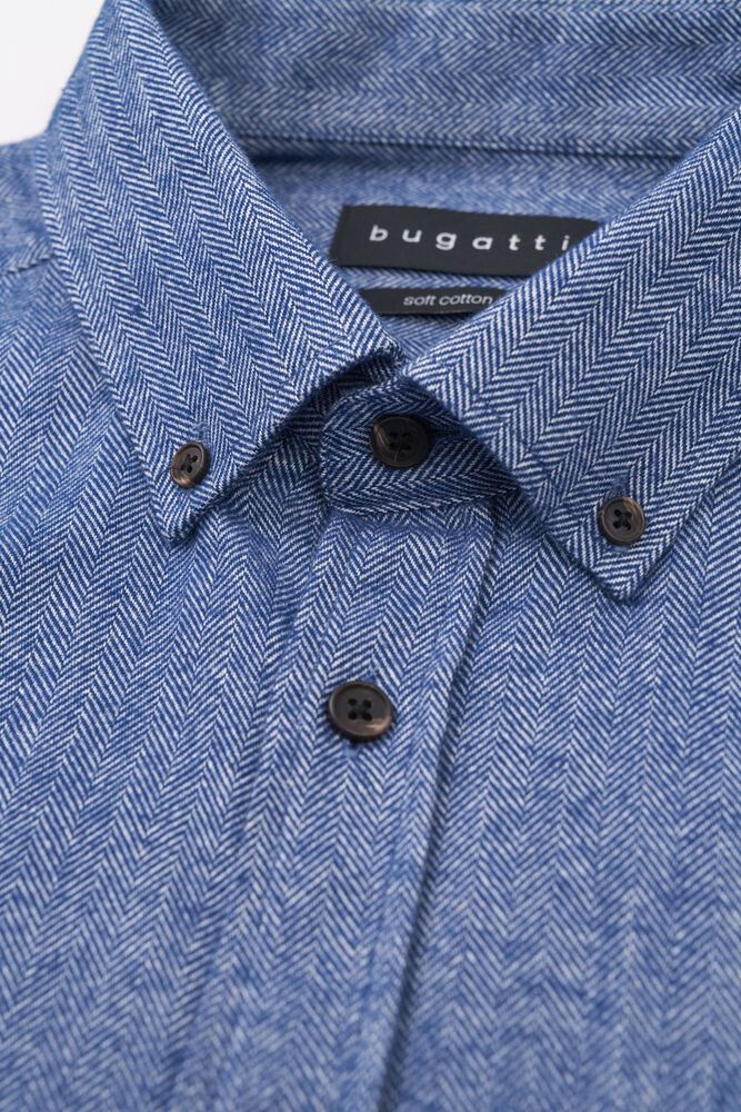 Bugatti Herringbone Casual Shirt - Navy