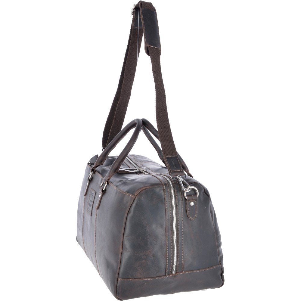 Ashwood Large Leather Oily Hunter Holdall - Brown