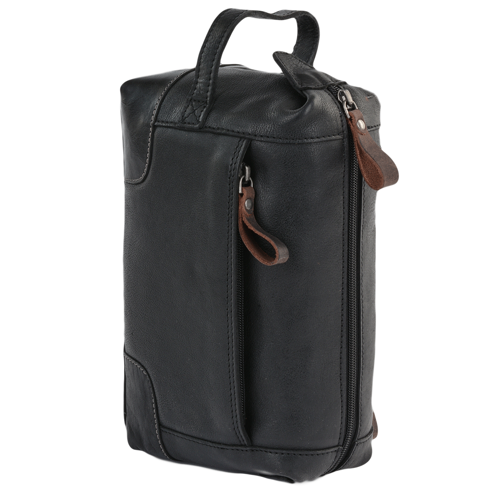 Ashwood Leather Stratford Black Wash Bag