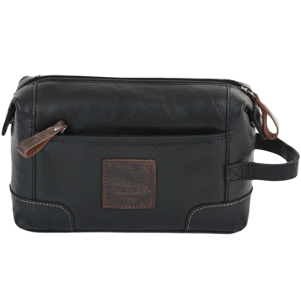 Ashwood Leather Stratford Black Wash Bag