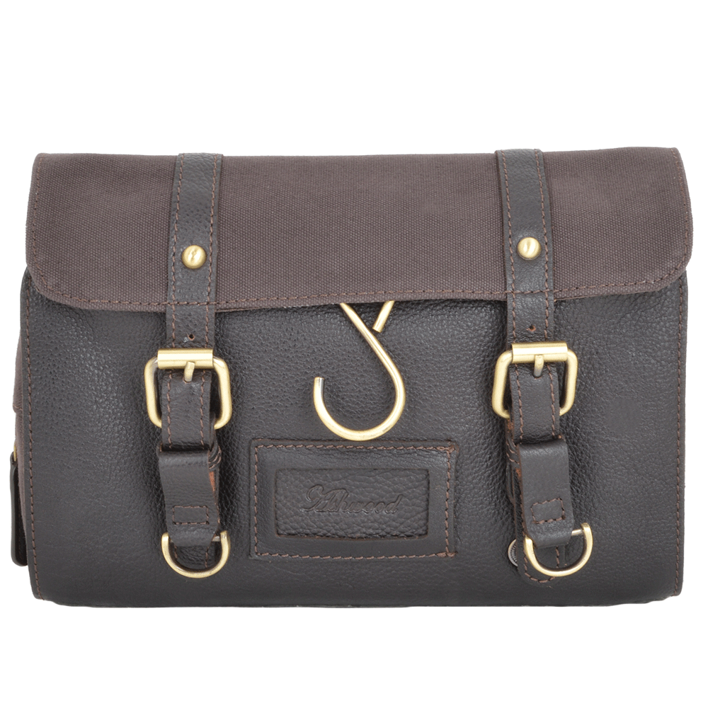 Ashwood Leather & Canvas Hammersmith Mud Hanging Wash Bag - Brown