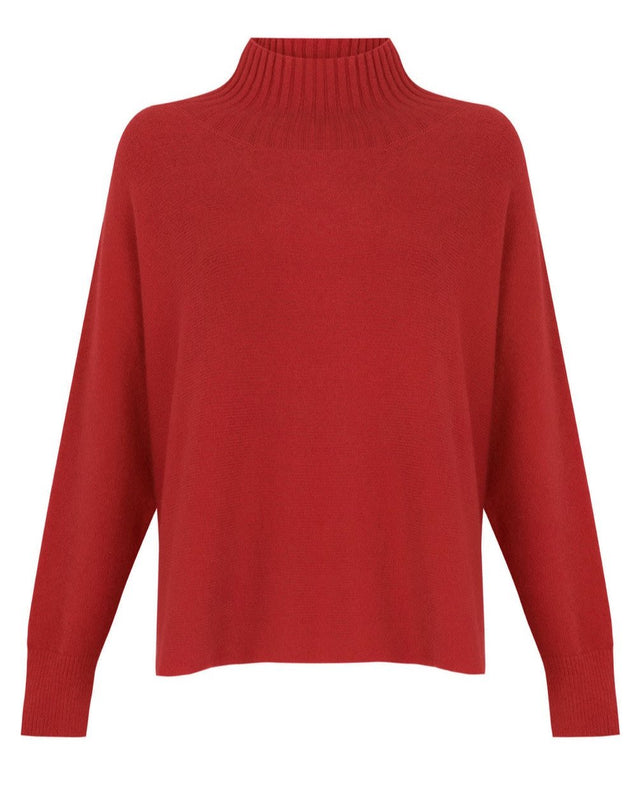 Amazing Woman Jolie Berry Red Boxy High Neck Knit