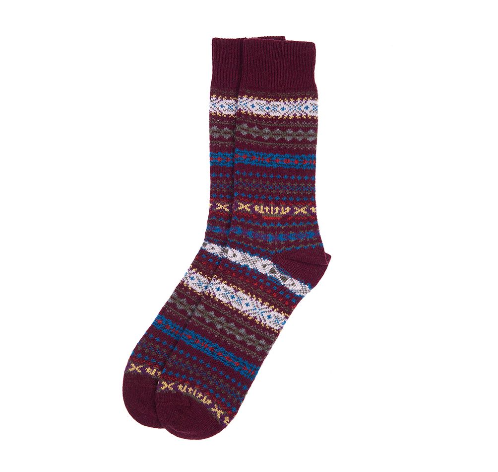 Barbour Boyd Socks - Burgundy Mix