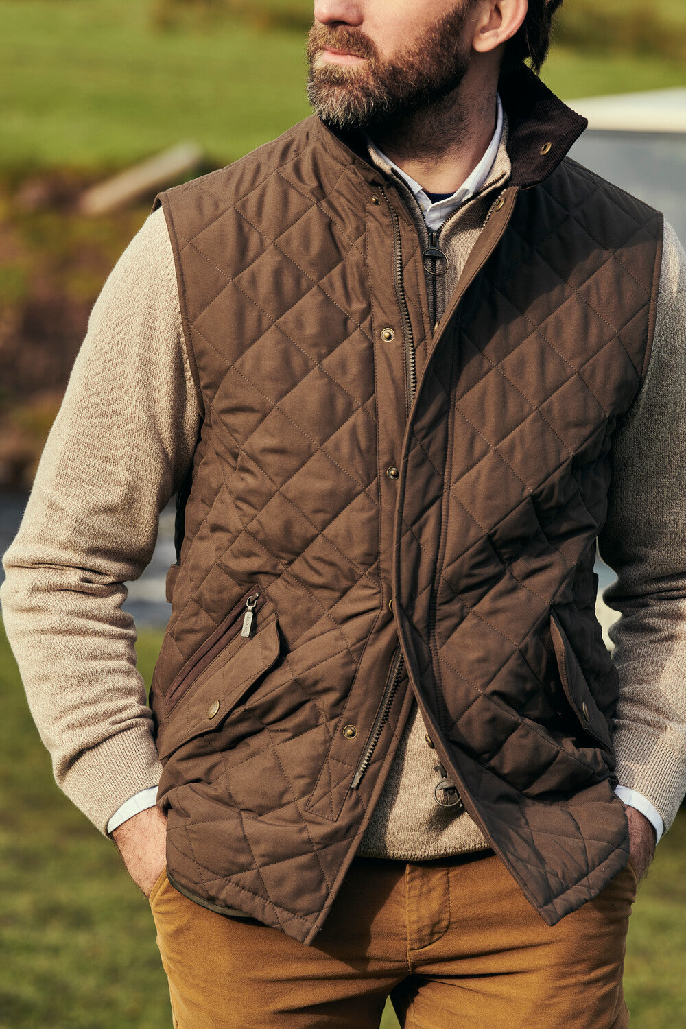 Barbour gilets cheap mens Brown